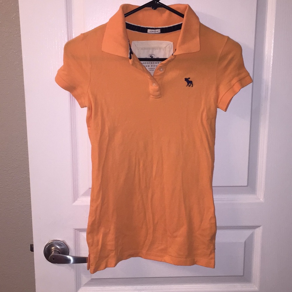 ABERCROMBIE & FITCH bright orange polo stretch XS